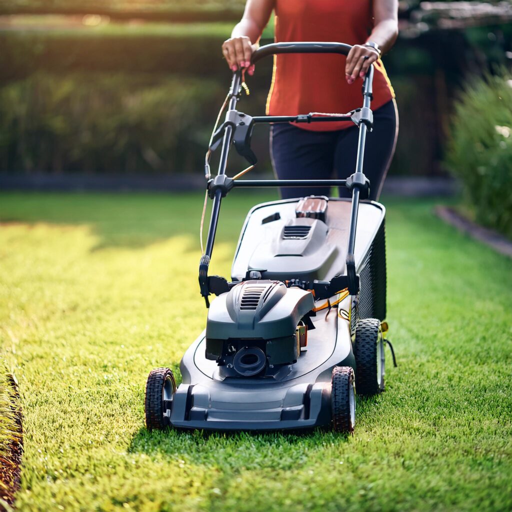 lawnmower mowing grass